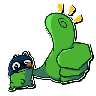 👍 34396e6a rana, cartone animato, pollice in su, approvazione, mi piace, verde telegram sticker