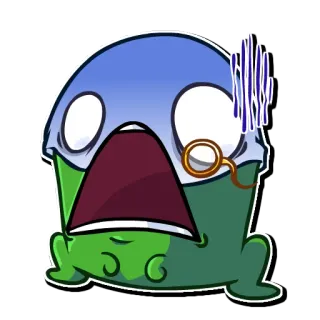 😱 a8d2c453 scioccato, spaventato, monocolo, verde, emozione, timoroso telegram sticker