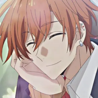 ☺️ 369e5181 anime, jongen, glimlachend, oranje haar, oorbellen telegram sticker