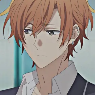 😞 44755f45 Anime, Jongen, Oranje haar, Oorbellen, Schattig, Manga telegram sticker