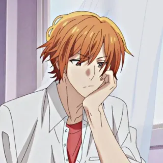 😠 45c78480 Anime, Personage, Oranje Haar, Verdrietig, Manga telegram sticker