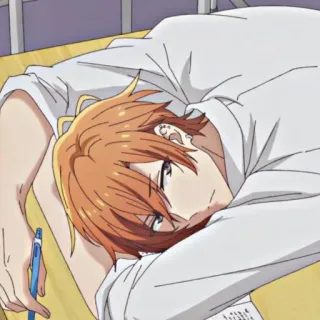😒 92806c0b anime, jongen, liggend, school, moe telegram sticker