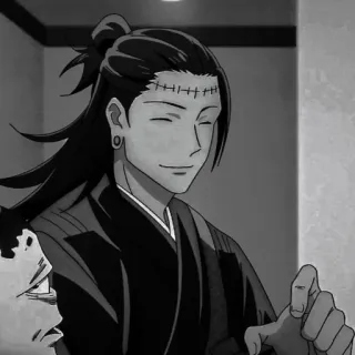 🚬 c47b2d94 Suguru Geto Jujutsu Kaisen Anime, Manga, Schwarzweiß, Charakter, lächelnd telegram sticker