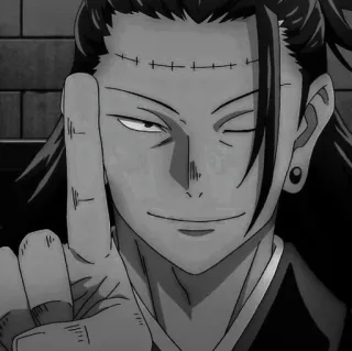 🚬 da4ccf42 Suguru Geto Jujutsu Kaisen Anime, Manga, Suguru Geto, Jujutsu Kaisen, Charakter, Bösewicht, Fingergeste telegram sticker