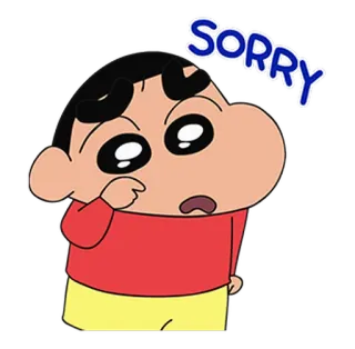 😟 1822fbce Shin-chan SORRY 卡通, 动漫, 道歉, 悲伤, 后悔, 孩子 telegram sticker