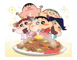 😋 6a3df422 Shin-chan 蜡笔小新, 动漫, 角色, 食物, 面条, 炒面 telegram sticker