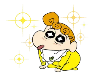 😍 b456ab71 Himawari Nohara Crayon Shin-chan 卡通, 动漫, 宝宝, 闪光, 角色, 黄色, 可爱, 向日葵 telegram sticker