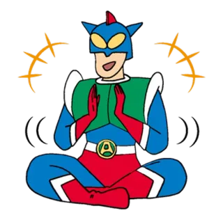 👏 d7acc5b5 卡通, 超级英雄, 坐着, 冥想, 角色, 动漫, 漫画, 艺术 telegram sticker