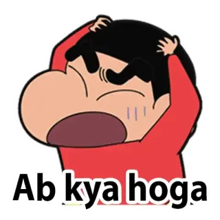😫 7a2307d6 Ab kya hoga cartone animato, shock, preoccupazione, indiano, hindi telegram sticker