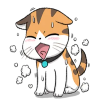 😶 6ad22801 猫, 卡通, 可爱, 卡哇伊, 动物, 流汗, 疲惫, 表情 telegram sticker