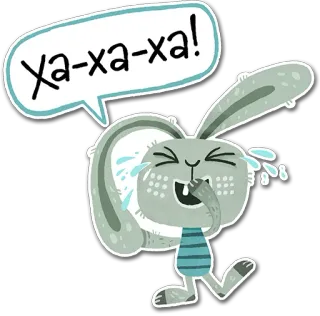 😂 4bb676de Ха-ха-ха! 토끼, 웃음, 행복, 만화, 동물, 토끼, 즐거운 telegram sticker