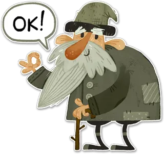 👌 7bc43f52 OK! 노인, OK, 만화, 거지, 긍정적, 제스처 telegram sticker