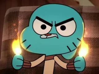 👍 7dfec1ee Gumball Watterson The Amazing World of Gumball การ์ตูน, โกรธ, แมว, สีน้ำเงิน, กัมบอล whatsapp sticker