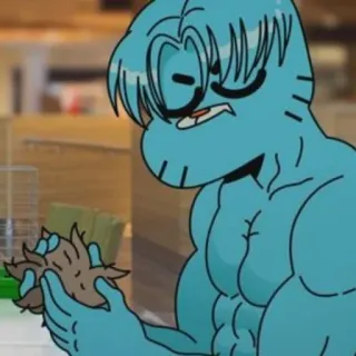 👱 b18ea12d Richard Watterson The Amazing World of Gumball การ์ตูน, ตลก, สีน้ำเงิน, มีกล้าม, ตัวละคร whatsapp sticker