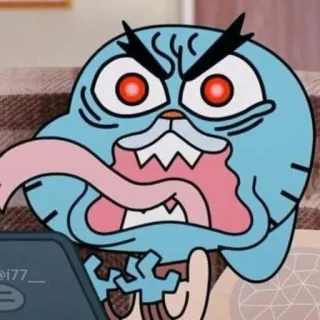 👹 ec103f5d Gumball The Amazing World of Gumball การ์ตูน, โกรธ, แมว, สีฟ้า, ตลก whatsapp sticker