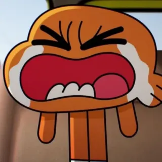 😭 fde149a0 Darwin Watterson The Amazing World of Gumball ร้องไห้, เสียใจ, การ์ตูน, ปลา, สีส้ม whatsapp sticker