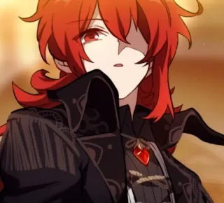 🌟 8014385b Diluc Genshin Impact 애니메이션, 빨간 머리, 비디오 게임, 캐릭터, 원신 whatsapp sticker