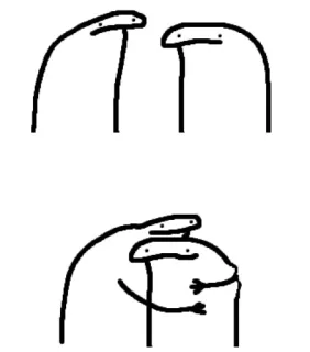 🦦 f9c20da0 patyczak, kreskówka, przytulanie, miłość, przyjaźń, minimalistyczny, prosty telegram sticker