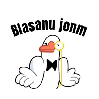 😏 878cda0c Blasanu jonm eend, monocle, cartoon, vlinderdas telegram sticker