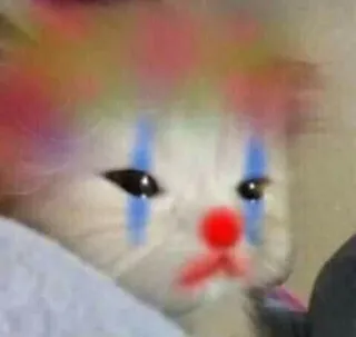 🤡 9ca406b4 kucing, badut, sedih, meme, lucu, hewan, hewan peliharaan, anak kucing whatsapp sticker