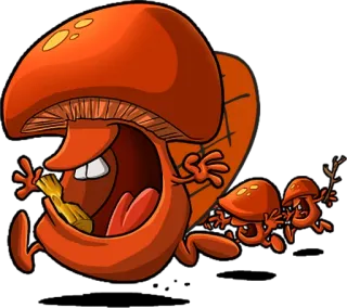 🍄 48719eb6 きのこ, 漫画, 菌類, 自然, ランニング, 棒, オレンジ telegram sticker