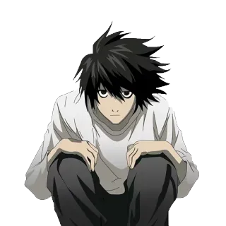 😐 03a85de8 L Lawliet Death Note 动漫, 角色, 死亡笔记, L, L Lawliet, 侦探, 漫画 telegram sticker