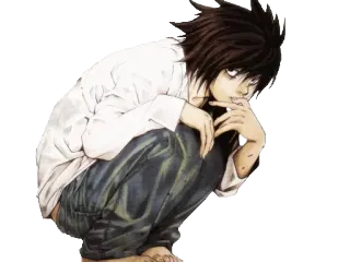 🤔 6721da3b L Lawliet Death Note 动漫, 死亡笔记, L, L Lawliet, 侦探, 智慧, 漫画 telegram sticker