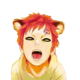 😈 9f3fd55f Gaara Naruto 愛 动漫, 我爱罗, 火影忍者, 日语, 角色, 猫耳 telegram sticker