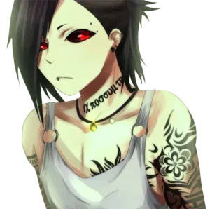 😐 cf5903a9 αποσυρμενη 动漫, 纹身, 哥特, Emo, 项链, 红眼 telegram sticker