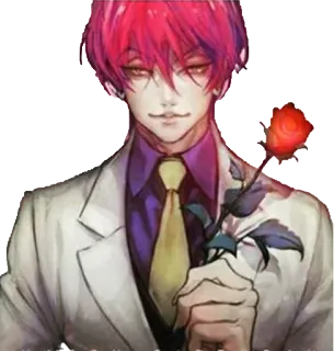 🌹 e06dce85 Hisoka Hunter x Hunter 西索, 全职猎人, 动漫, 角色, 红发, 西装, 玫瑰 telegram sticker