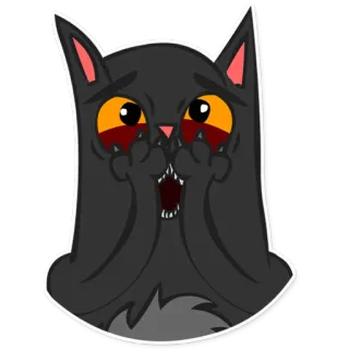 😱 008460f8 gato, gato negro, asustado, atemorizado, sorpresa, emoji, animal whatsapp sticker