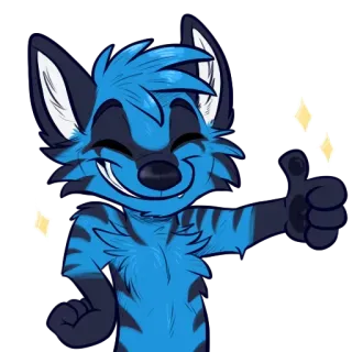 😌 3d184e15 палец вверх, счастливый, пушистый, мультик, животное, позитивный, одобрение telegram sticker