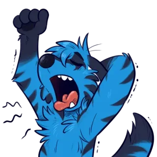 😙 463ff0ad животное, пушистый, синий, зевок, сонный, уставший, мультфильм telegram sticker