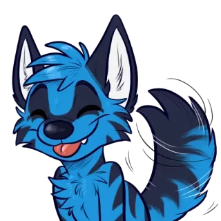 😙 573eaf58 животное, пушистый, мультик, лиса, милый, наклейка, синий telegram sticker