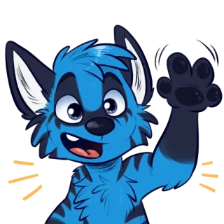 😙 ef9508b9 фурри, антро, антропоморфный, мультик, животное, машет, приветствие, дружелюбный telegram sticker