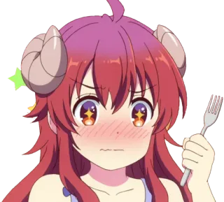 🍴 b8528241 Dziewczyna anime, Demon, Róg, Słodki, Widelec telegram sticker