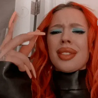 😒 936f5e35 phụ nữ, tóc đỏ, trang điểm, chân dung, người, vẻ đẹp telegram sticker