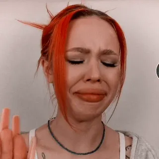 😣 fb0d5e4d khóc, cảm xúc, buồn bã, buồn, phụ nữ, tóc cam telegram sticker