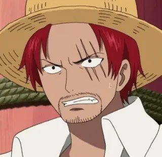 🍁 559bb874 Shanks One Piece anime, pirate, red hair, scar, captain telegram sticker