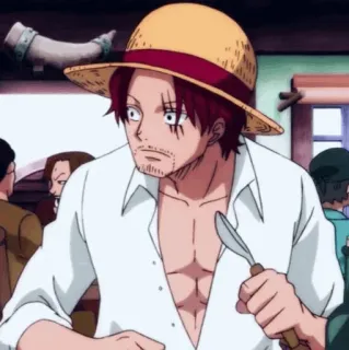 🍁 6a61cb4b Shanks One Piece anime, one piece, shanks, pirate, straw hat, red hair telegram sticker