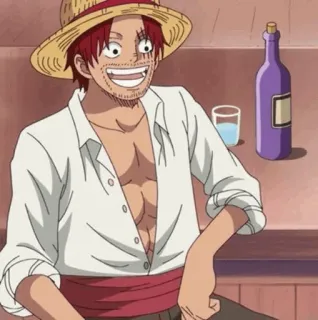 🍁 bf1304ff Shanks One Piece anime, pirate, red hair, Shanks, One Piece, straw hat telegram sticker