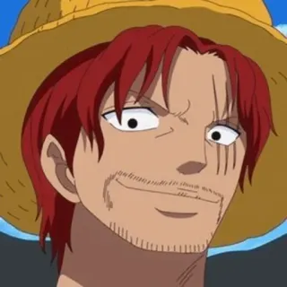 🍁 e5eff9cb Shanks One Piece shanks, one piece, anime, pirate, straw hat, red hair telegram sticker