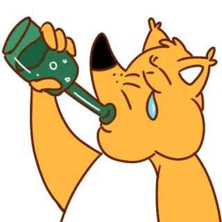 😥 18f0879c raposa, bebendo, animal, desenho animado, cerveja, álcool telegram sticker