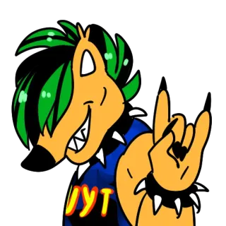 😎 c072aefd UT animal, desenho animado, rock on, gesto de mão, cavalo, punk telegram sticker