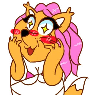 🤩 cad090e7 raposa, desenho animado, óculos de sol, animal, cabelo rosa, fofo telegram sticker