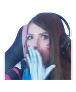 😟 0b34b358 D.Va Overwatch D.Va, Overwatch, gamer, choqué(e), surpris(e) whatsapp sticker