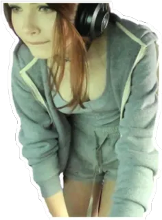 😒 0e8776f7 femme, écouteurs, rousse, portrait whatsapp sticker