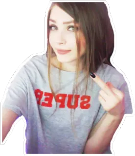 😏 1797d634 SUPER femme, doigt, geste, doigt d'honneur, t-shirt whatsapp sticker