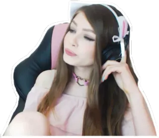 🙂 18eb9274 femme, oreilles, chat, fille, casque, chaise, rose whatsapp sticker