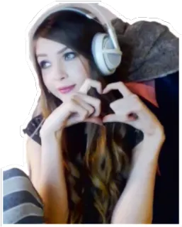 ❤️ 1d96cdb7 femme, fille, écouteurs, coeur, amour, portrait whatsapp sticker